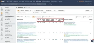 Analyse the backlink metrics