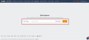 Enter your website domain or url site explorer