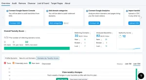 Screenshot of toxic backlink and other reports