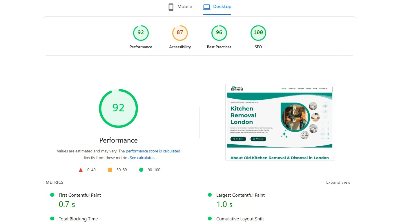 Page Speed Performance