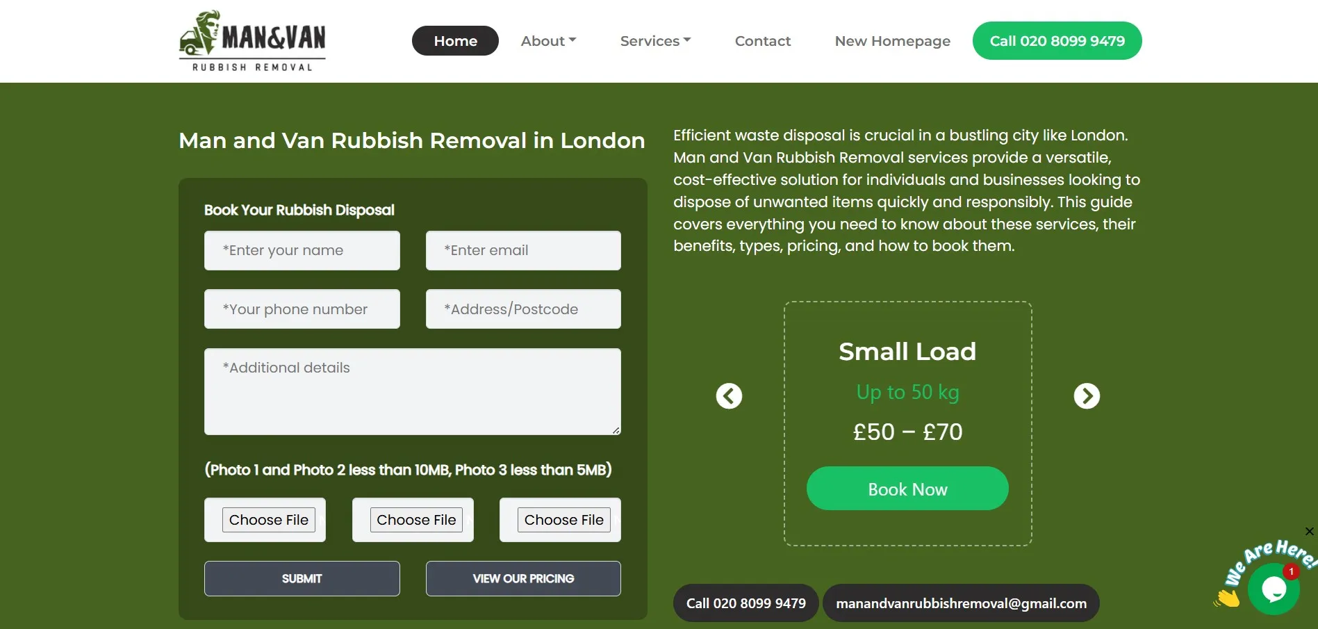 Man and Van Rubbish Removal Website